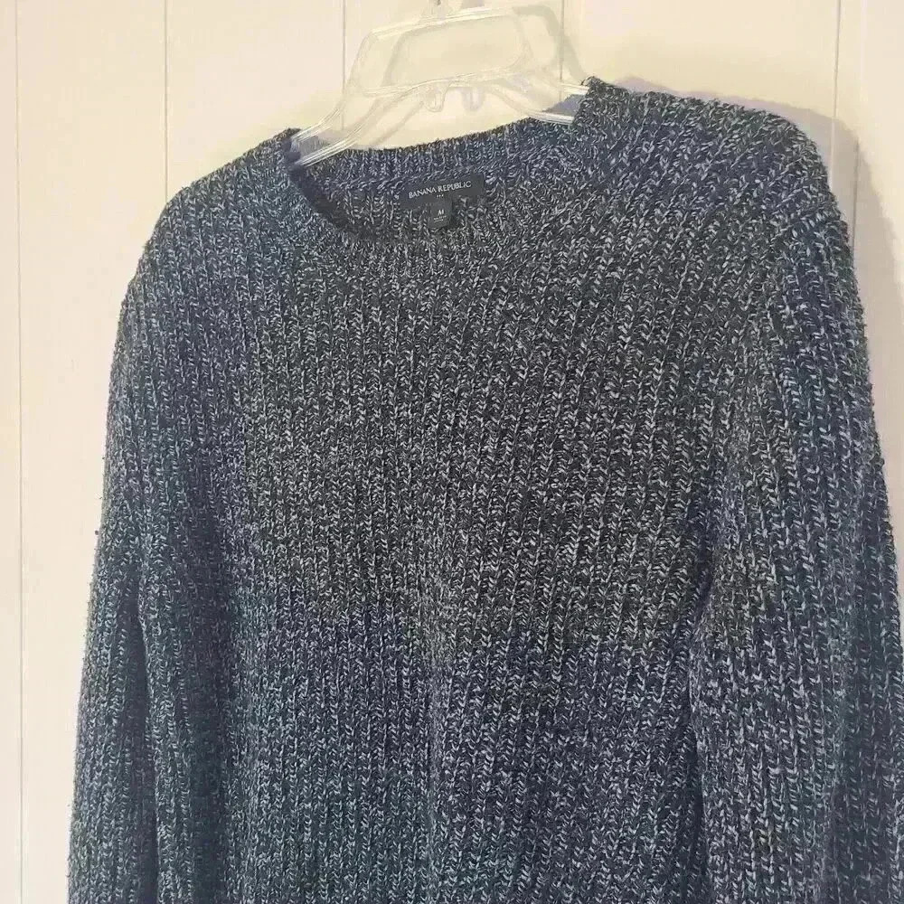 Banana Republic Classic Pullover Sweater Black Gray Heavy Warm Size M - Picture 3 of 5
